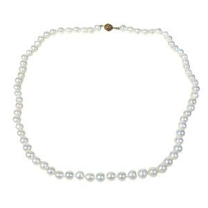 Vintage Sterling Silver Clasp Cultured Pearl Necklace 22 inch Knotted